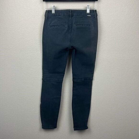 Mother Muse Twill Pants Midnight Blue Zip Pockets Skinny Leg Crop Denim Jeans 24 - Picture 4 of 12